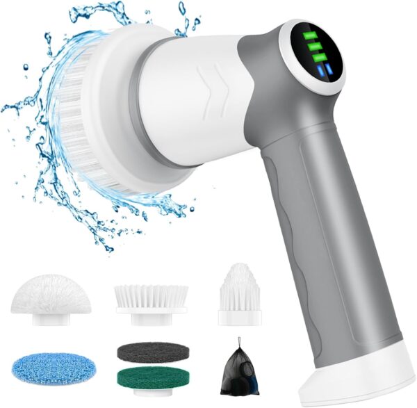 Electric Spin Scrubber, Cleaning & Waxing Scrubber, Rechargable, Digital Screen, Waterproof, Long Endurance Battery