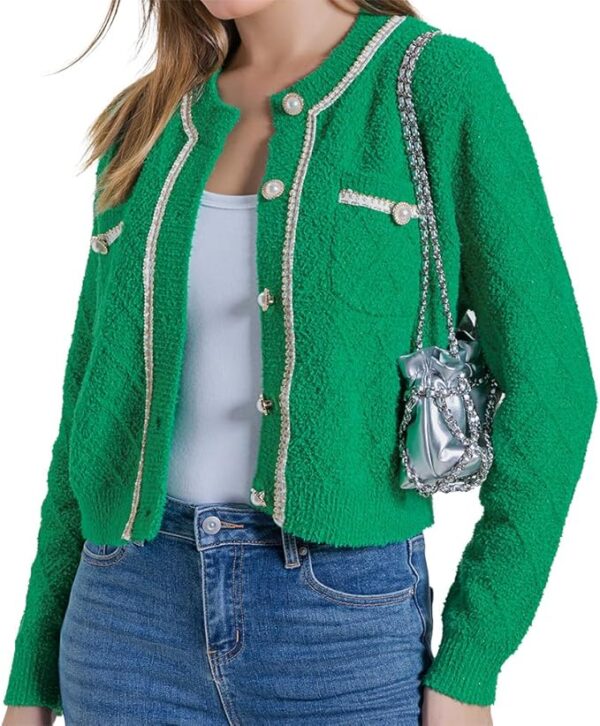 Women Cardigan Sweaters Casual Long Sleeve Open Front Cropped Jackets Button Down Knit Outerwear