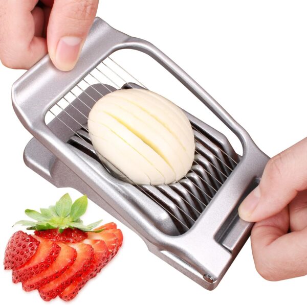 Egg Slicer for Hard Boiled Eggs Cutter Strawberry Slicer Heavy Duty Aluminium Tomato Slicer Stainless Steel Wire